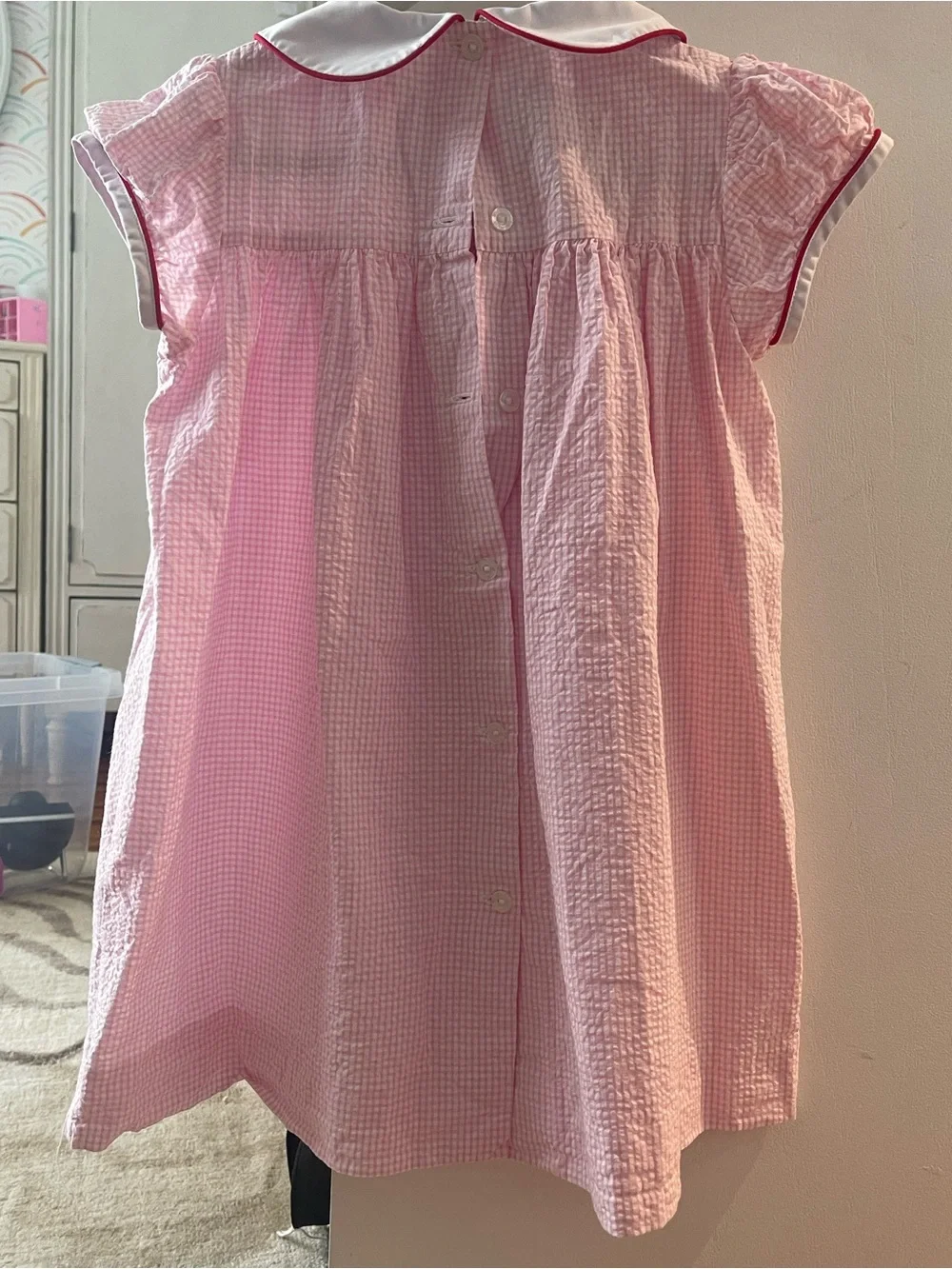 Little English Pink Gingham Kids Dress With Strawberry Detail
